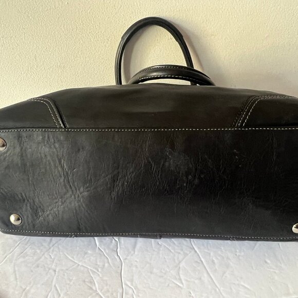 Y2K COACH VINTAGE HAMPTON LEATHER SATCHEL BLACK - Picture 5 of 10